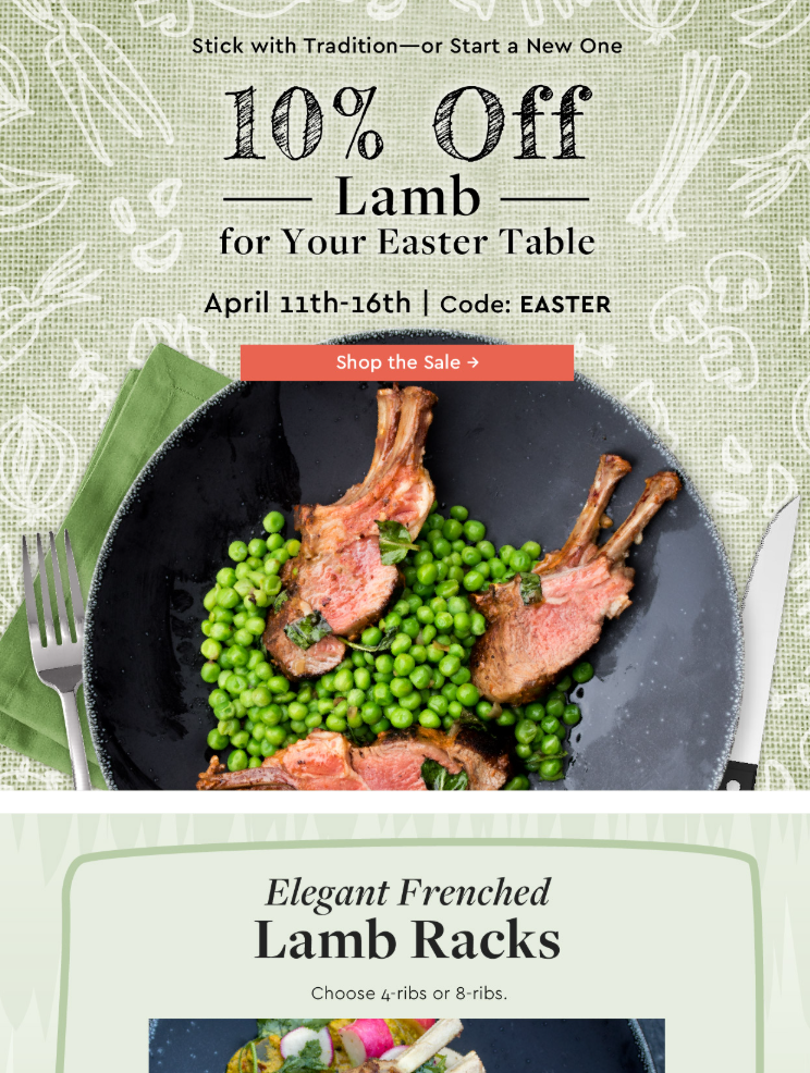 Sale Email for Marx Foods, Lamb