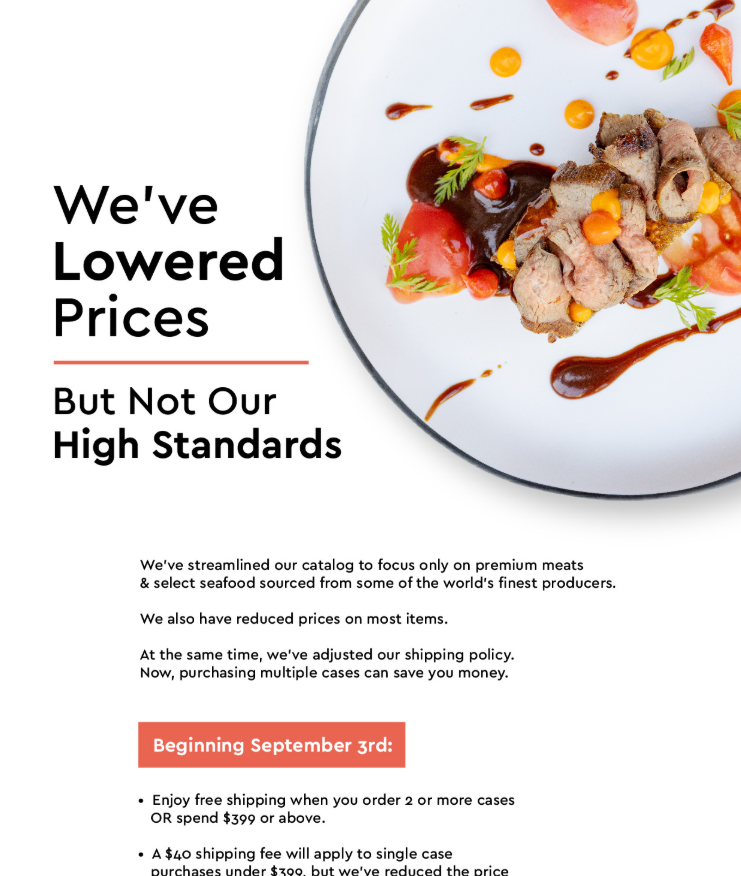 Pricing Announcement Email for Marx Foods