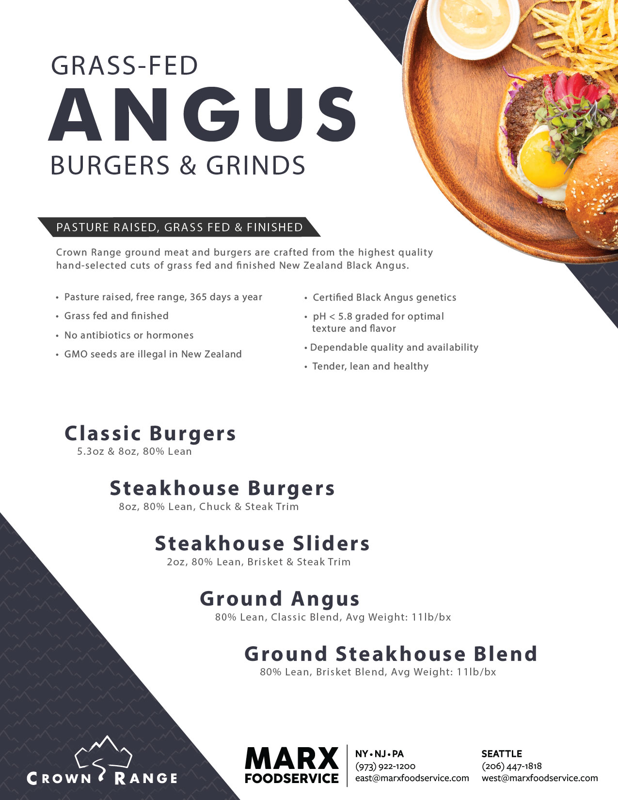 Crown Range Angus Item List for Marx Foodservice