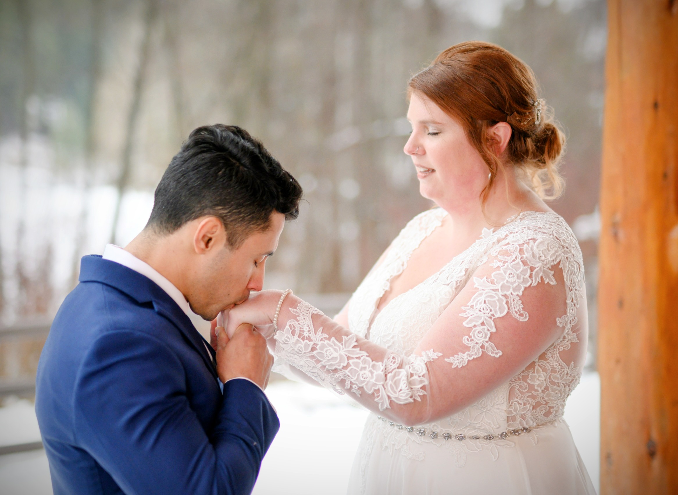 Polly + Lester First Look Wedding Photo