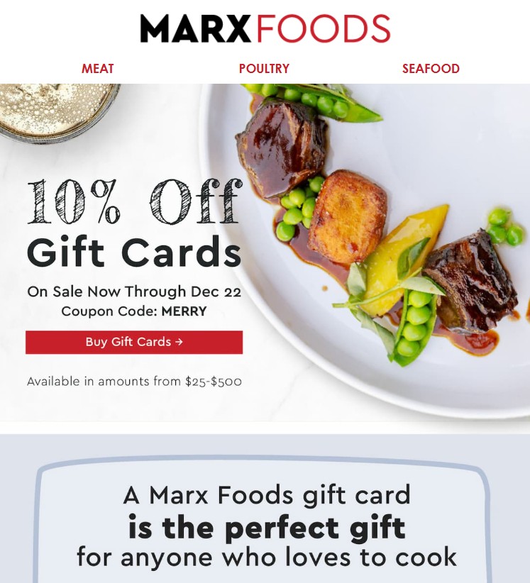 Pricing Announcement Email for Marx Foods